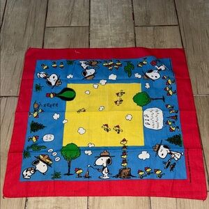 1970s Peanuts Snoopy Red Blue Yellow Bandana Hat Accessory 70s